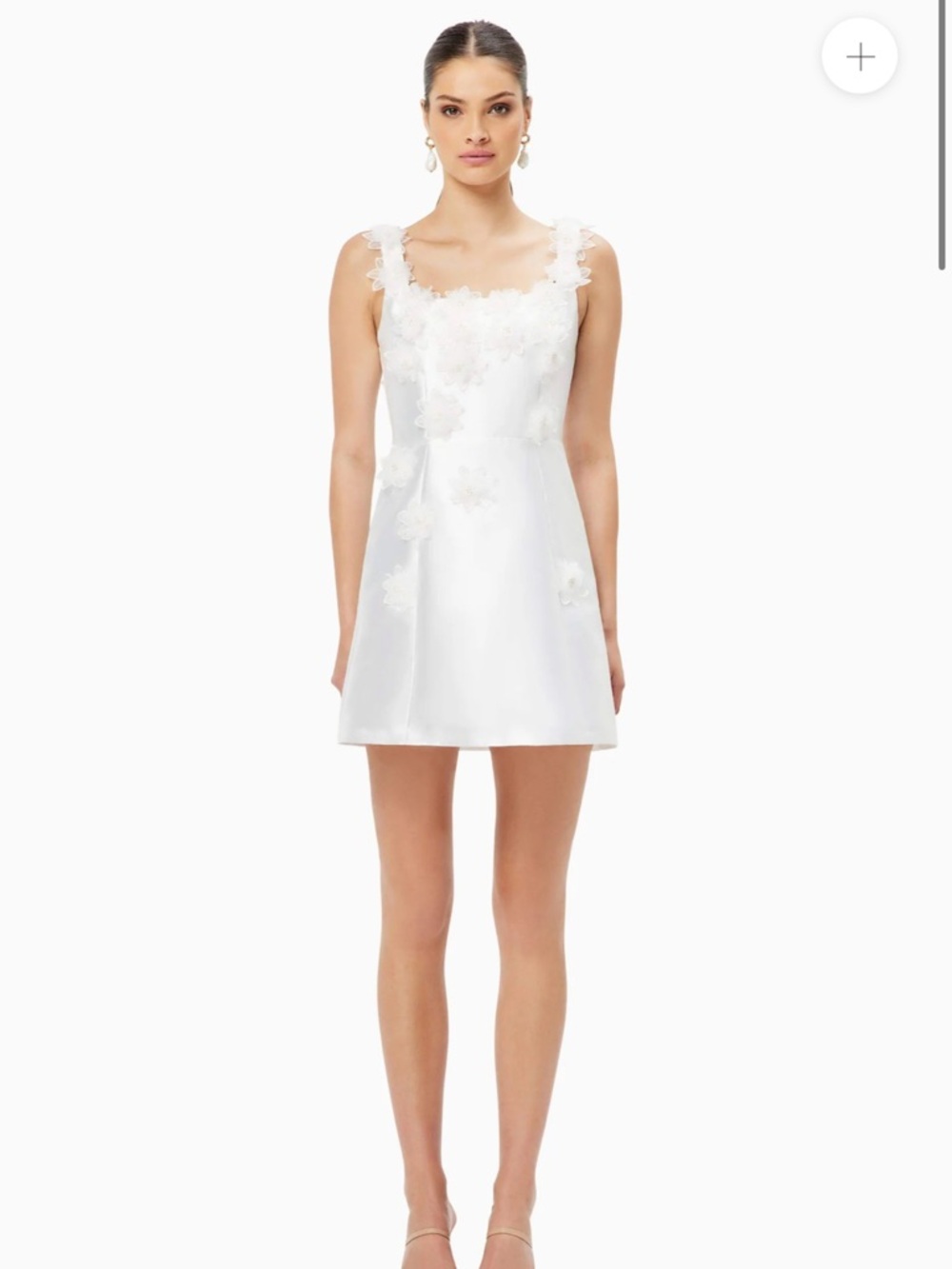 Elliatt Elder Floral Decal Appliqué Mini Dress in White